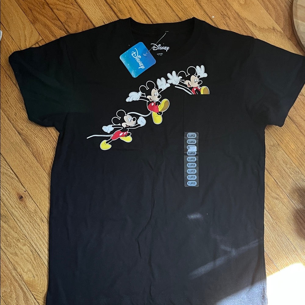 Disney Black T-Shirt with Mickey Mouse Trio girls large nwt